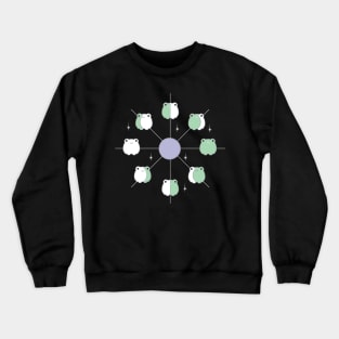 Kawaii Frog Phases of the Moon in Aesthetic Lilac and Sage Green Crewneck Sweatshirt